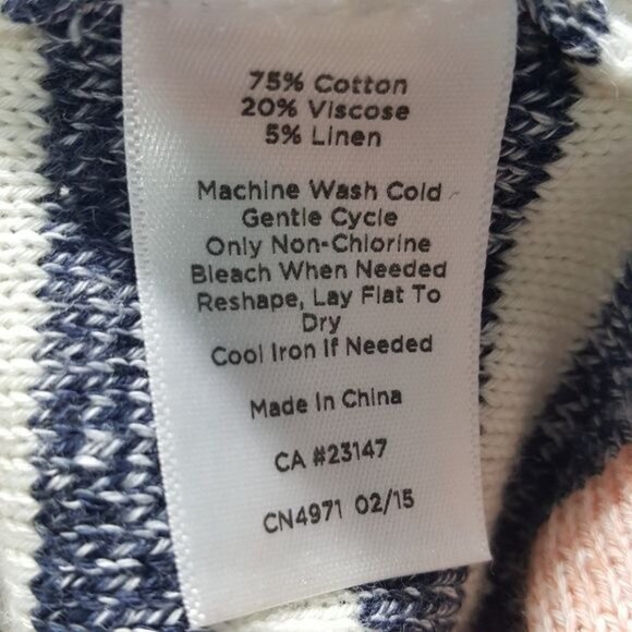Talbots Striped Womens Sweater Medium Cotton/Viscose/Linen Blend White & Blue - Picture 4 of 7